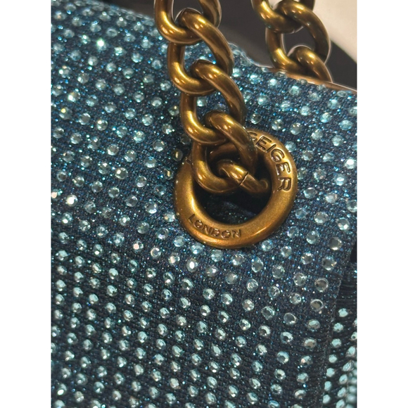 Women's Kurt Geiger Teal Gold Rhinestone Mini Bag One Size - Picture 4 of 12